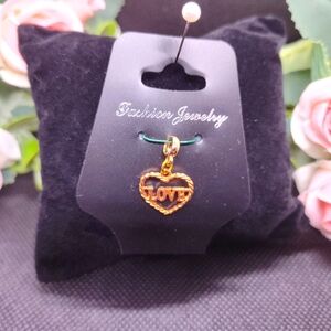 Gold tone Heart Love Pendant Charm for Necklace Bracelet NEW